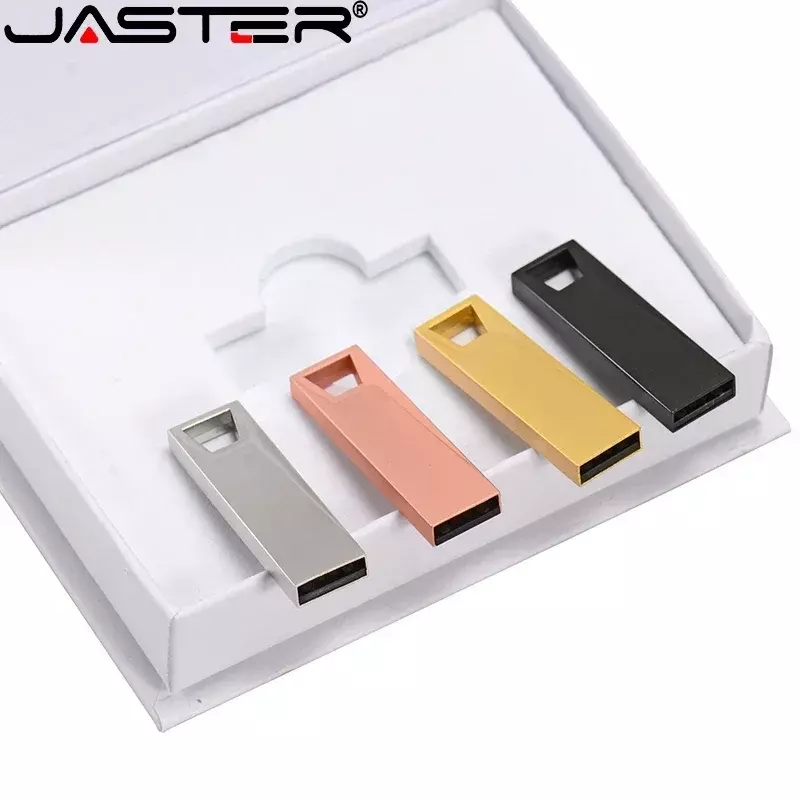 Jaster ฟรีโลโก้ที่กำหนดเองหน่วยความจำ128GB แบบมีรูบนไดรฟ์ปากกาทรงสี่เหลี่ยมคางหมูพร้อมกล่องกระดาษ64GB ของขวัญสุดสร้างสรรค์ USB แฟลชไดร์ฟ32GB
