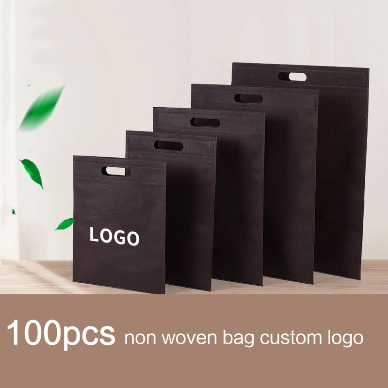 100 sztuk własne Logo płaska nie pleciona torba na zakupy płócienna torba na odzież peruki jeden kolor dwustronny nadruk darmowy projekt Logo
