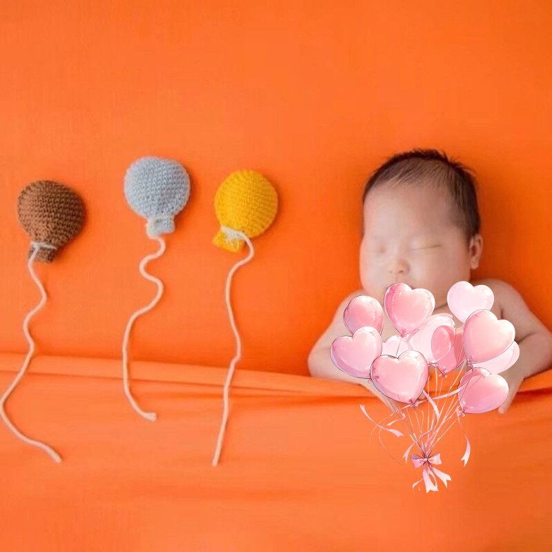 Atrezos para fotografía bebés, conjunto globos tejidos, decoraciones para fotos, telón fondo para fotos recién