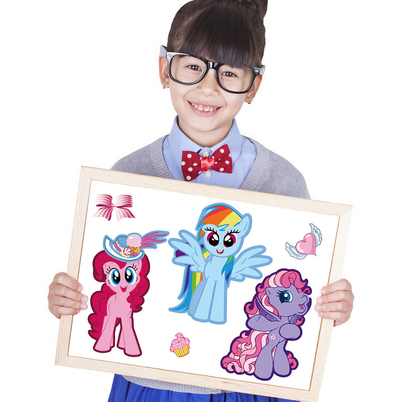 6/12 Lembar DIY Stiker Puzzle Pony Membuat Wajah Lucu Unicorn Kartun Anak-anak Permainan Kreatif Merakit Mainan Jigsaw untuk Anak-anak Perempuan