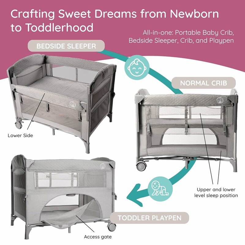 Baby Bassinet Bedside Sleeper Crib: Premium Newborn to Toddler Soft Material Bed with Storage and Wheels