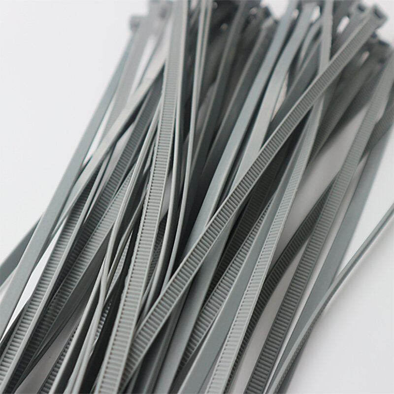 Auto-bloqueio plástico Nylon Cable Tie, anel de fixação, Zip Wraps Strap, cor cinza, 5X200, 50pcs
