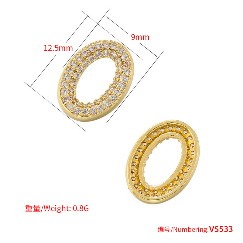 ZHUKOU connettore color oro per le donne gioielli fatti a mano fai da te semplice Cubic Zirconia ovale connctor ganci accessori materiali VS534