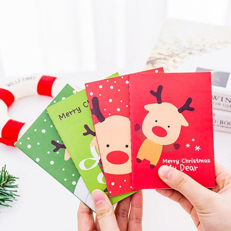 6 buah buku catatan Natal Mini meriah Sinterklas manusia salju hadiah Natal buku catatan ukuran saku notebook Natal warna acak