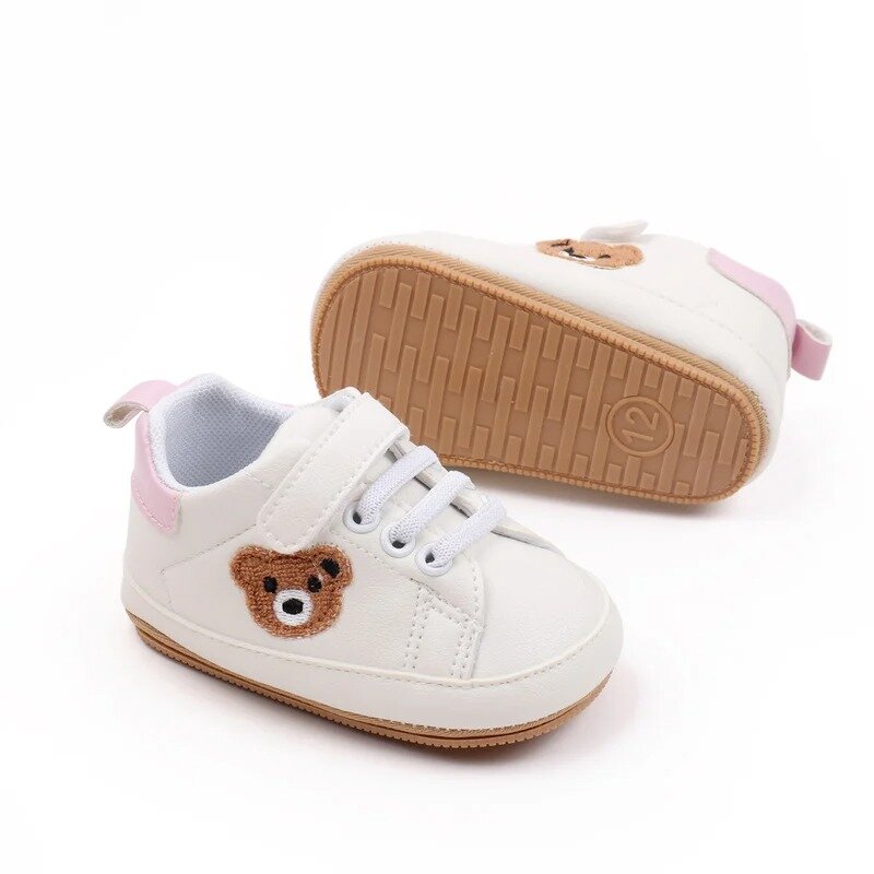 White Baby Shoes Cute Bear Casual Sneakers Toddler Non-slip Newborn Boy Girl First Walkers