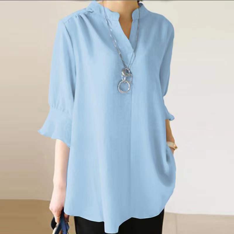 Loose Maternity Blouse Half Sleeve Shirts Summer Cotton Linen Casual Women Tops Blouse Pregnancy Clothes Plus Size Solid Color