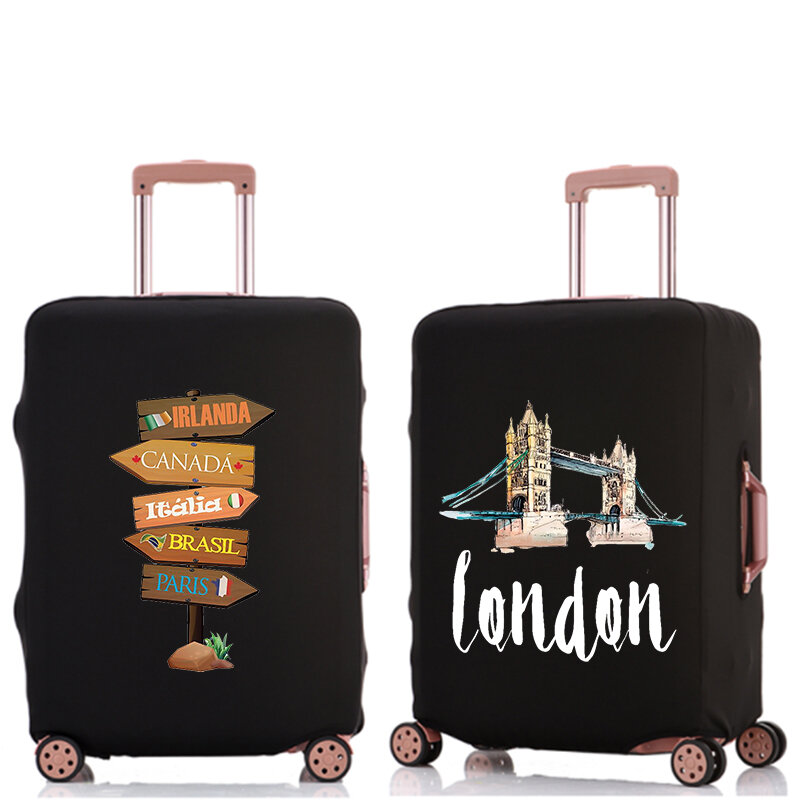 Capa de bagagem protetora elástica com impressão atração turística, Scratch Resistant Suitcase, estojo protetor, 18-32 Tamanho