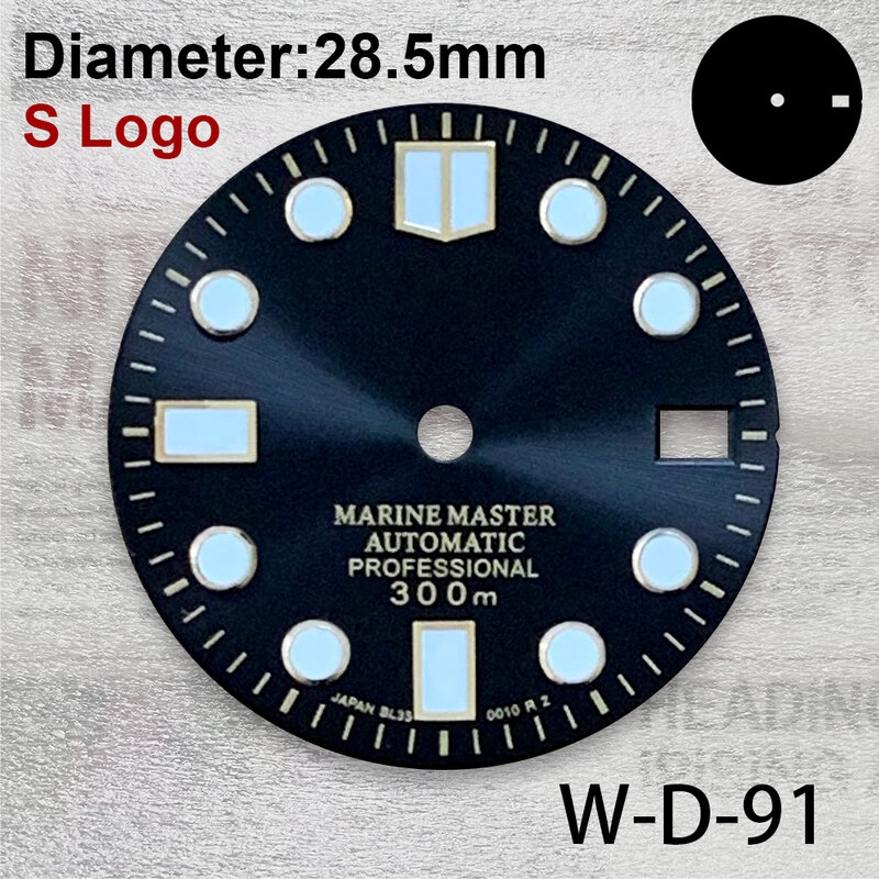 Dial Sunray con logotipo S de 28,5mm, adecuado para movimiento NH35/NH36/4R/7S, Accesorios luminosos verdes para reloj FIit 3/3.8/4 en punto