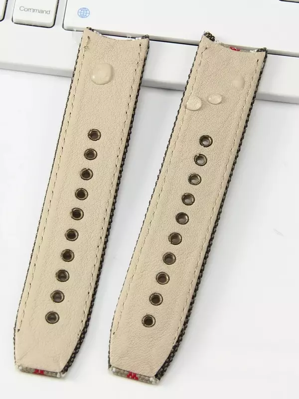 Esportes impermeáveis Nylon Pulseiras de couro genuíno, pulseira de relógio universal, lona listrada, 22mm, Burberry Bu7600 7680