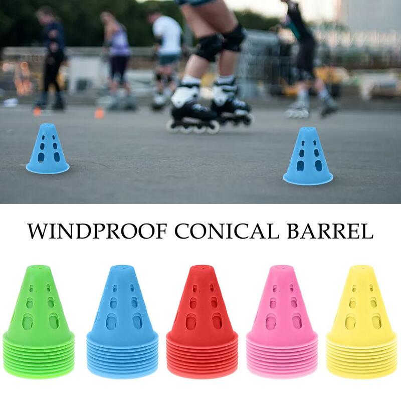 À prova de vento cone-like cone marcador para skate, colorido, para treinamento de patinação, agilidade marcação, u9r5, conjunto de 10 peças