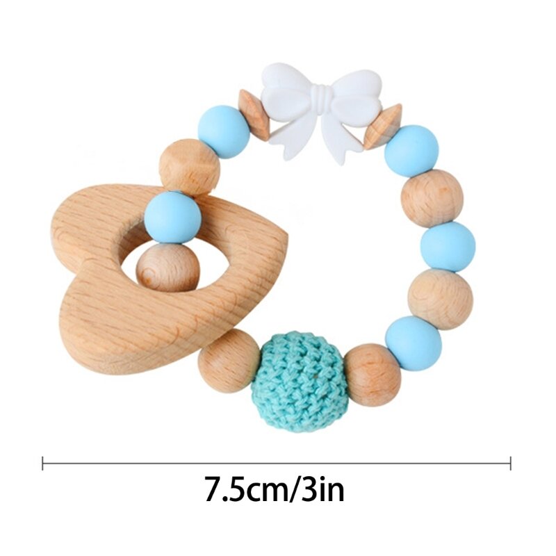 Baby Rattle Toy Bowknot Teether Teething Chain Newborns Toddlers Chewing Toy Infant Teething Bracelet Kid Soothing Toy