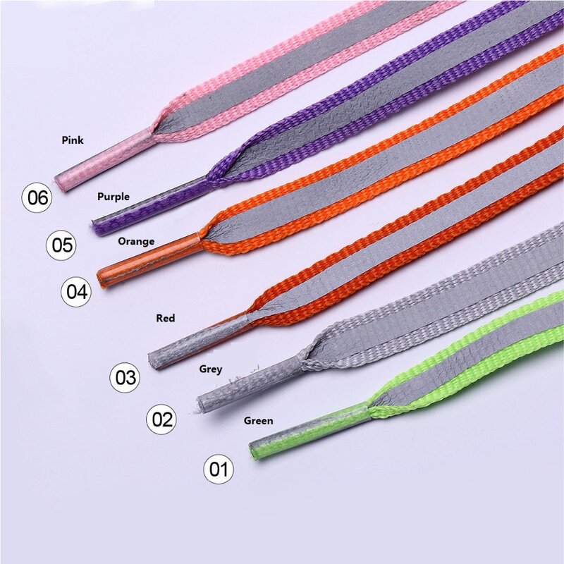 1Pair Multi-color Protective Fashionable Warning High Visibility Double Reflective Side Shoelaces