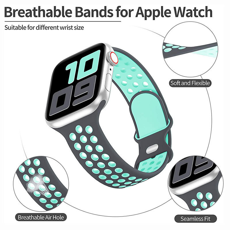 Correa deportiva para Apple Watch Ultra, pulsera transpirable para iWatch 6 SE 5 3, Serie 9, 8, 7, 41mm, 45mm, 44mm, 40mm, 38mm, 42MM