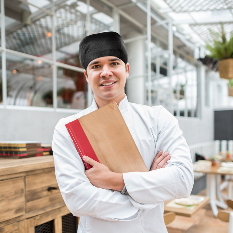 DOITOOL gorra de cocina para hombre y mujer, gorro de uniforme de camarero para restaurante, trabajo de cocinero, color negro
