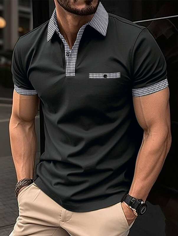 2023 Zomer Nieuwe Mannen Casual Korte Mouwen Polo Shirt Kantoor Mode Revers T-shirt Mannen Ademende Polo Shirt herenkleding