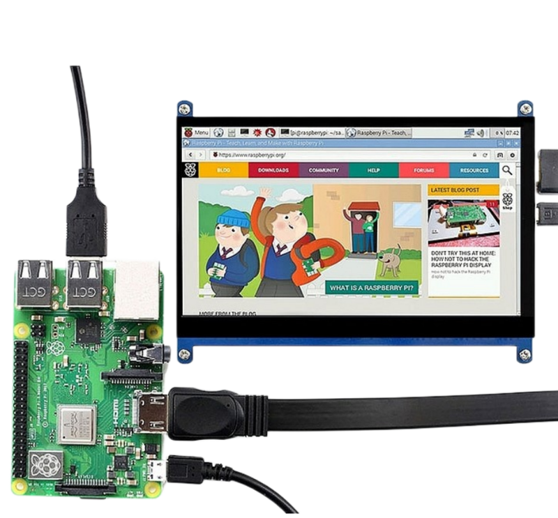 شاشة LCD متوافقة مع HDMI تعمل باللمس ، 7 بوصة ، شاشة عرض × ، دقة ، بالسعة ، تدعم أنظمة التوت Pi