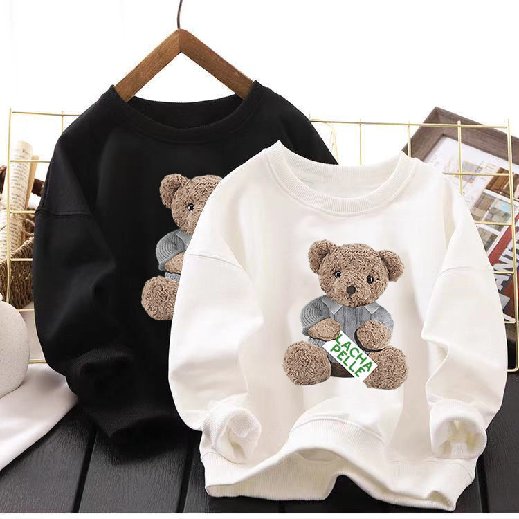 Girls' Sweater Spring and Autumn Clothing  New Medium and Large Children Baby  Fashionable Long Sleeve Cotton Casual Sports Top