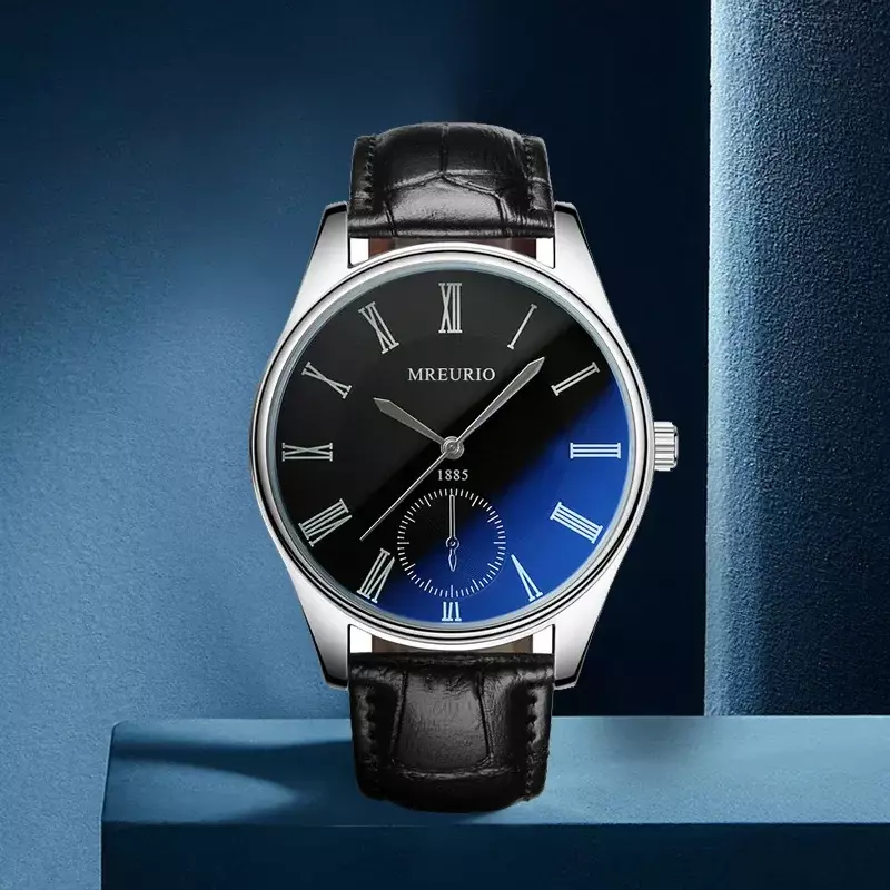 Jam tangan modis bisnis pria dengan sabuk cahaya biru