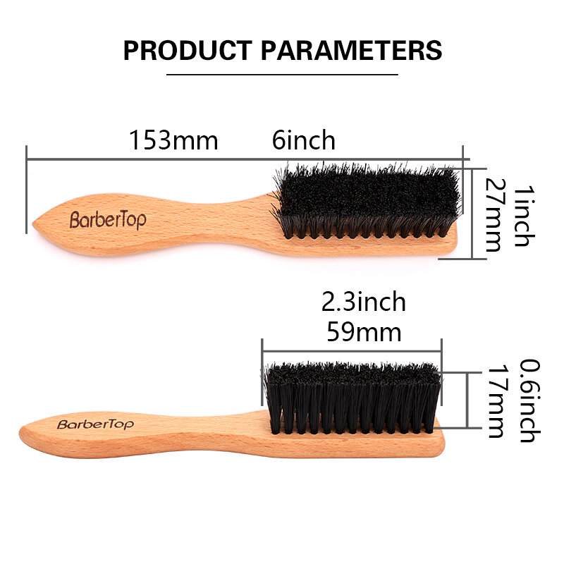BARBERTOP-Brosse à cheveux douce professionnelle pour hommes, manche en bois, brosse à barbe, plumeau de coiffure, peigne pour enlever les cheveux cassés, livres