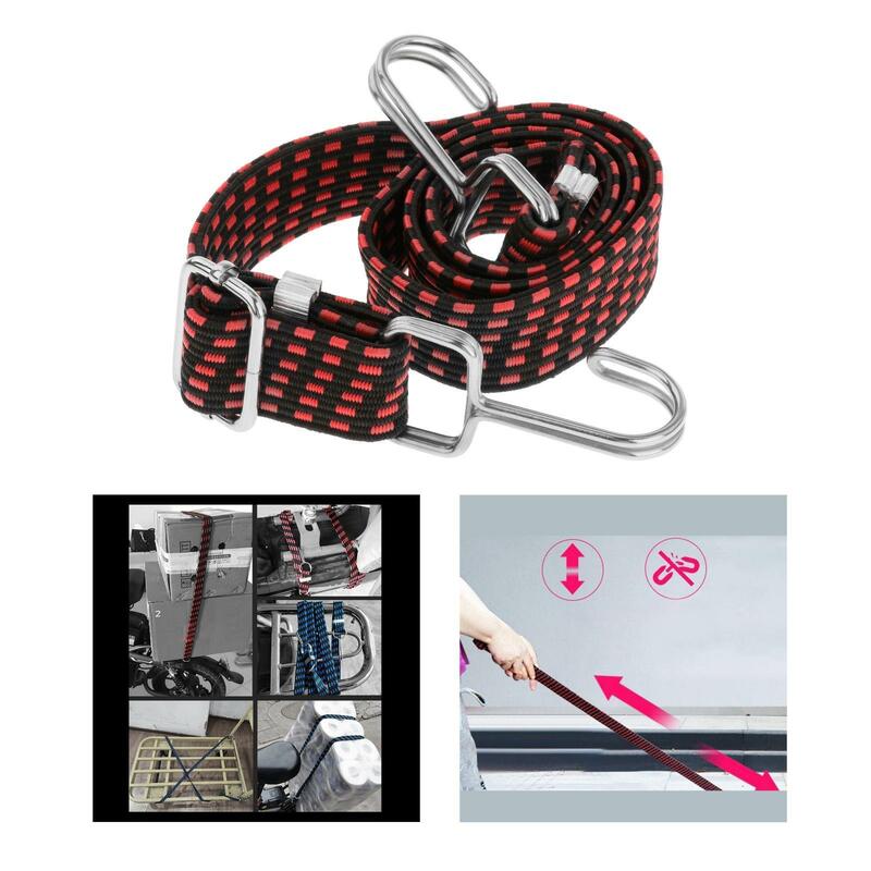 Adjustable Flat Bungee Cords with Hooks, Heavy Duty Straps with Hooks, Adjustable Buckles, Luggage Elastic Rope