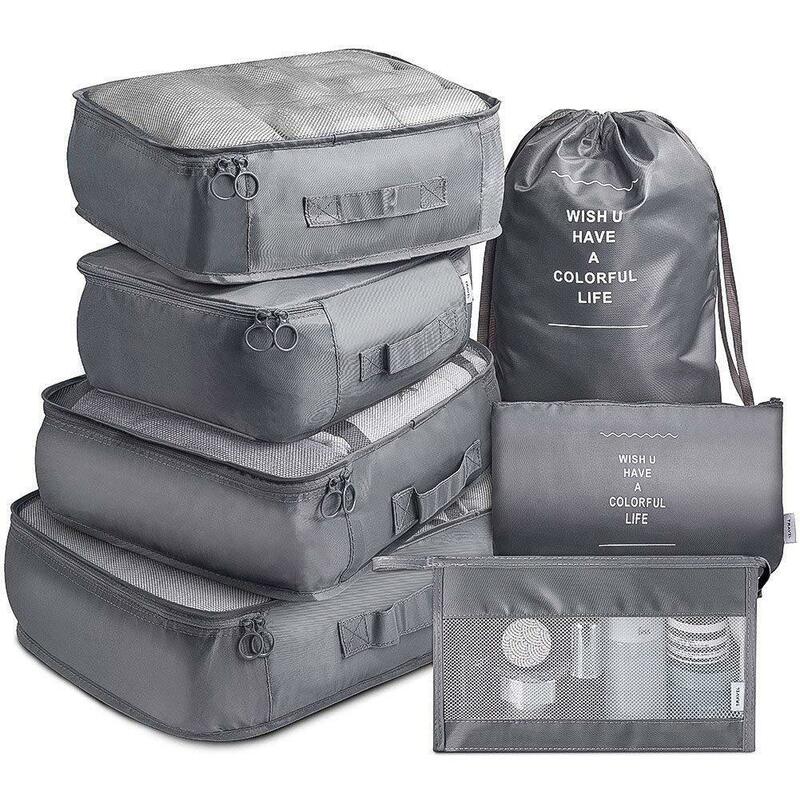 Set da 7 pezzi borsa da viaggio borsa da viaggio Organizer per valigie cubi da imballaggio per bagagli borsa da lavaggio impermeabile per riporre i vestiti per le donne