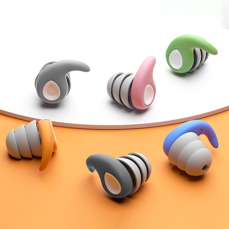 Bouchons d'oreille anti-bruit en silicone pour le sommeil, bouchons d'oreille étanches, réduction du bruit, 1 paire