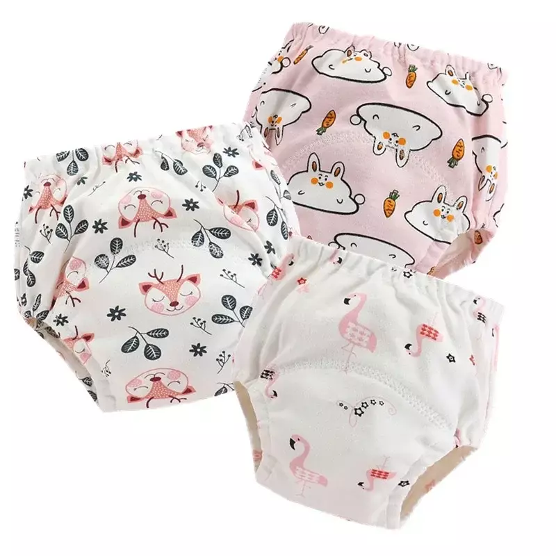 Celana dalam 4 potong/lot 6 lapis kain kasa celana dalam latihan tahan air popok kain dapat digunakan kembali popok bayi