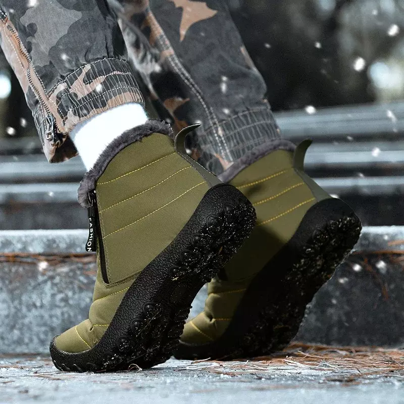Shoes for Men 2023 New Zip Design Winter Short Plush Men's Casual Shoes Non-slip Hard-Wearing Men Cotton Shoes Tenis Para Hombre