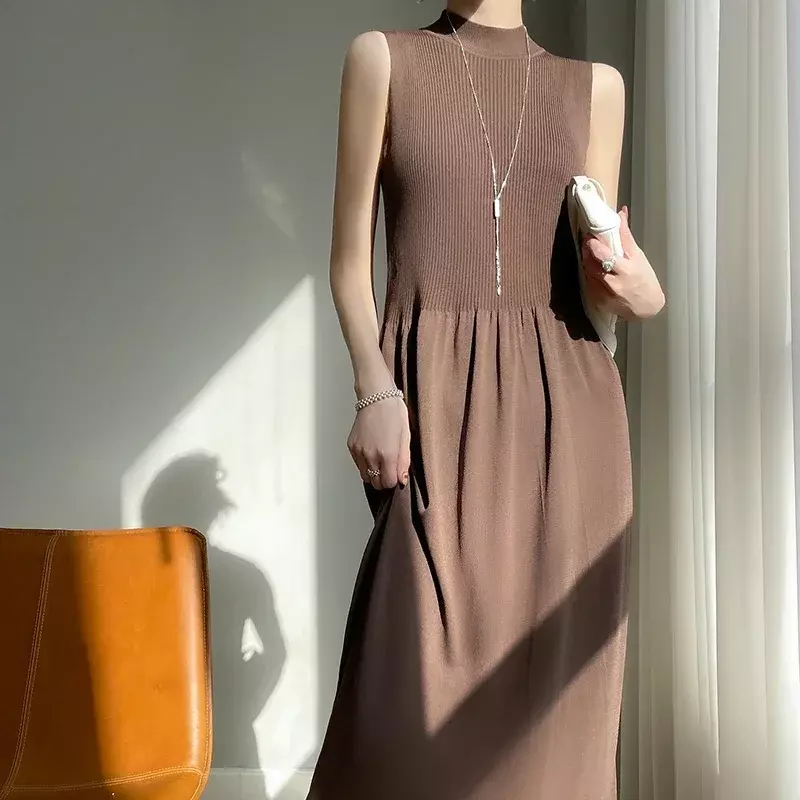 Новинка лета 2023, модное женское уникальное и элегантное официальное платье без рукавов, длинное шелковое платье N129