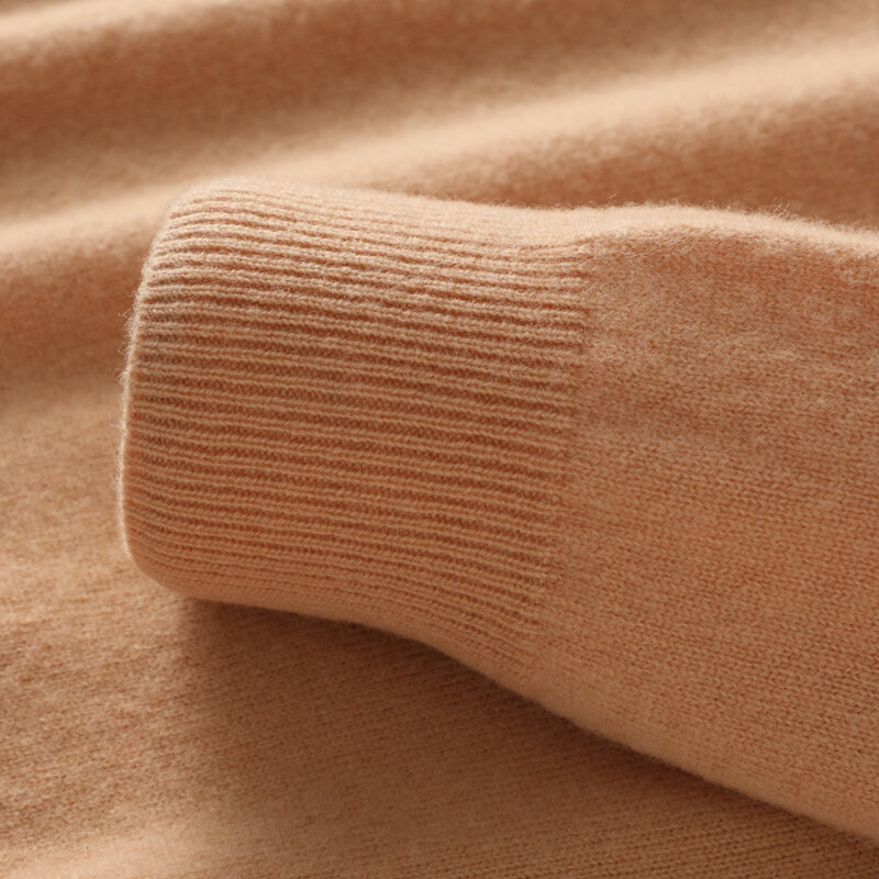 Suéter de caxemira de lã de gola alta masculino, jumper solto de malha, top aquecido, tamanho grande, outono e inverno, 2023