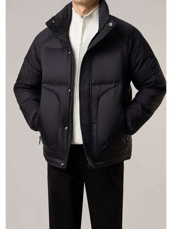 Moda nuovo semplice Casual colletto alla coreana piumini uomo inverno addensato caldo alla moda maschile manica lunga piumini d'anatra bianchi