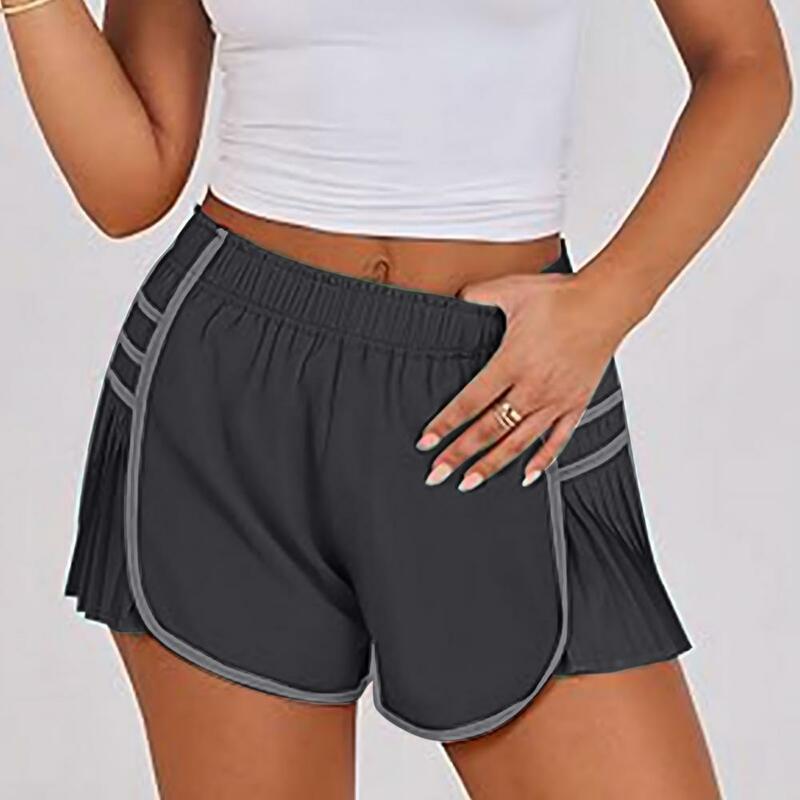Celana pendek A-line celana pendek pinggang elastis tinggi celana pendek gaya wanita celana pendek olahraga musim panas dengan elastis pinggang tinggi longgar untuk Jogging