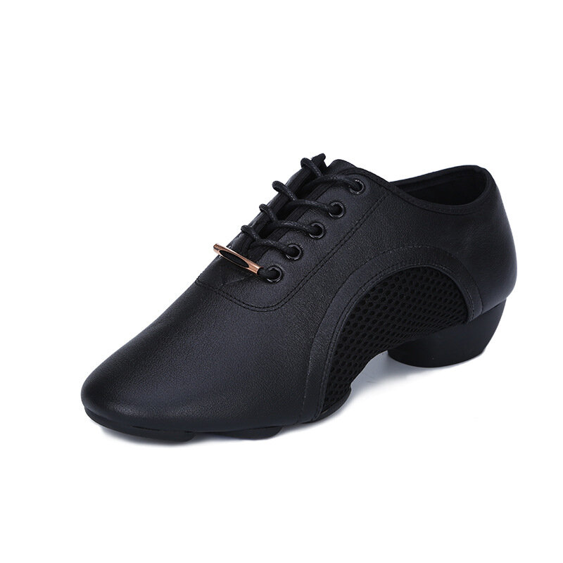 Zapatillas de deporte de malla transpirable para mujer, zapatos de baile suaves, para Jazz, Hip Hop, Salsa, plataforma moderna, color negro, 3cm