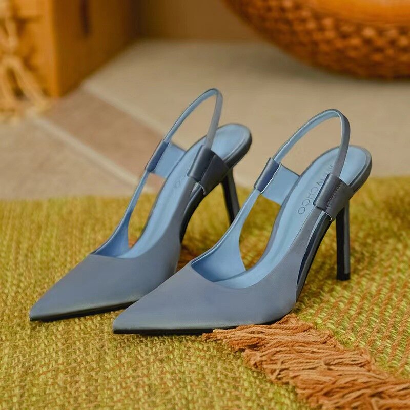 2024 wiosenne nowe markowe damskie sandały na Slingback spiczaste palce na cienki wysoki obcas damskie eleganckie czółenka sandały Drss