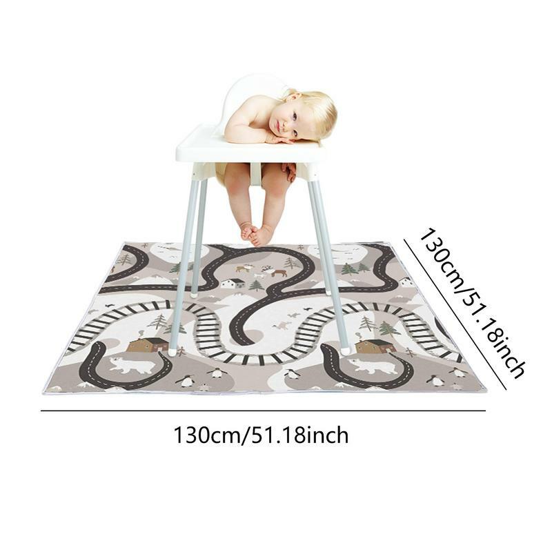 Floor Splat Mat For Kids 51in Anti-Slip Waterproof Table Cloth For Kids Square Anti-Dirty Washable Portable Table Cloth