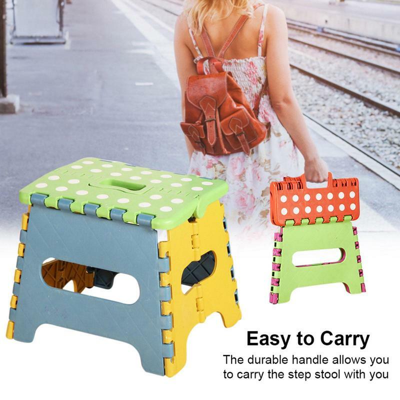 24cmx20cmx18cm Portable Step Stool Durable Plastic Stool With Comfortable Handle Folding Stool For Adults Children