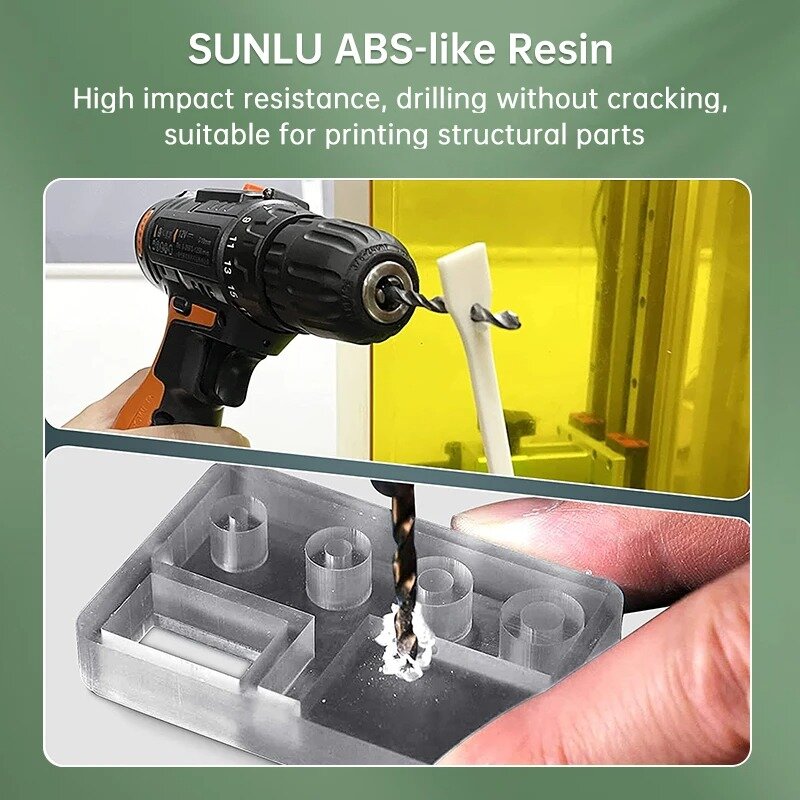SUNLU resina de fotopolímero de alta precisión, accesorio similar a ABS, estándar, lavado de agua, similar a PA, 14K, 405nm, curado rápido UV, botella de 10KG
