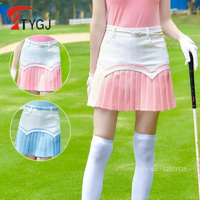 TTYGJ-Falda plisada de Golf para mujer, falda transpirable de retazos, antiexposición, de cintura alta, ajustada, deportiva