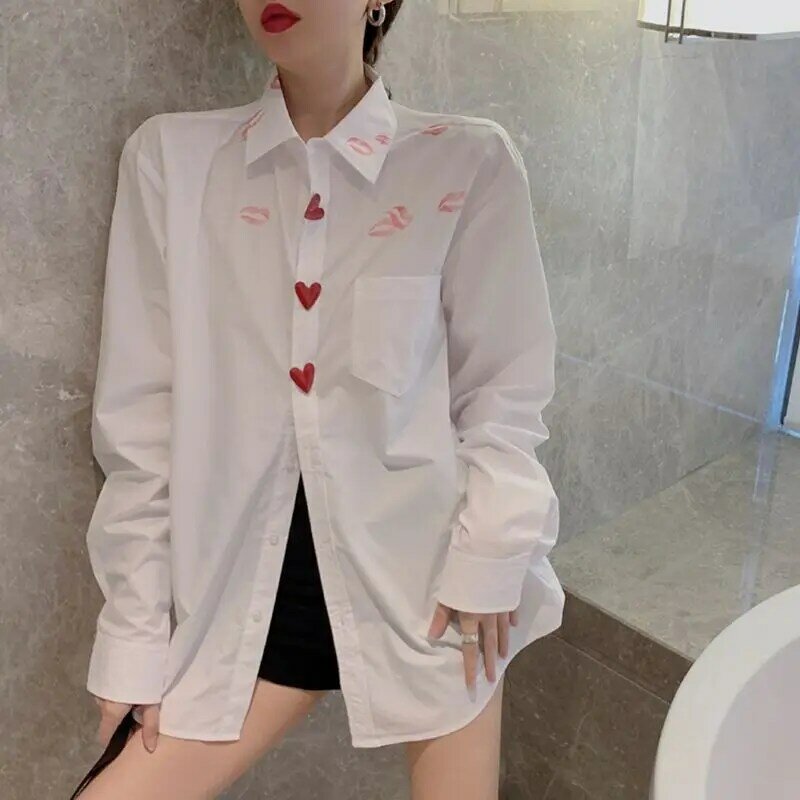 Spring Autumn Blouses Solid Color Tops Ladies Business Casual Shirts 2024 New White Interior Lapping Fashion Women's Clothing