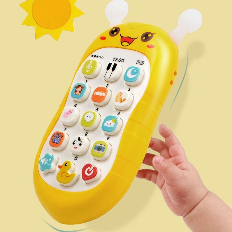 Mainan gigitan tidur bayi, telepon Model musik suara, mainan simulasi untuk anak-anak, balita, hadiah ulang tahun