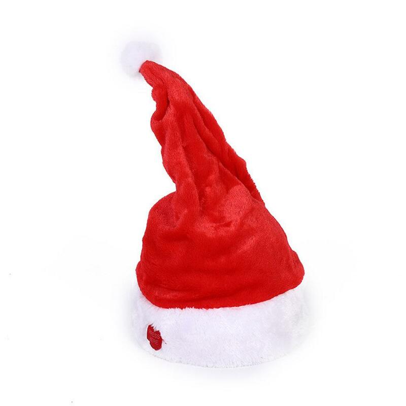 Chapéu de Santa com música para performances, brinquedo elétrico, cantando e dançando, chapéu engraçado do Natal, acessórios do traje, H0U9