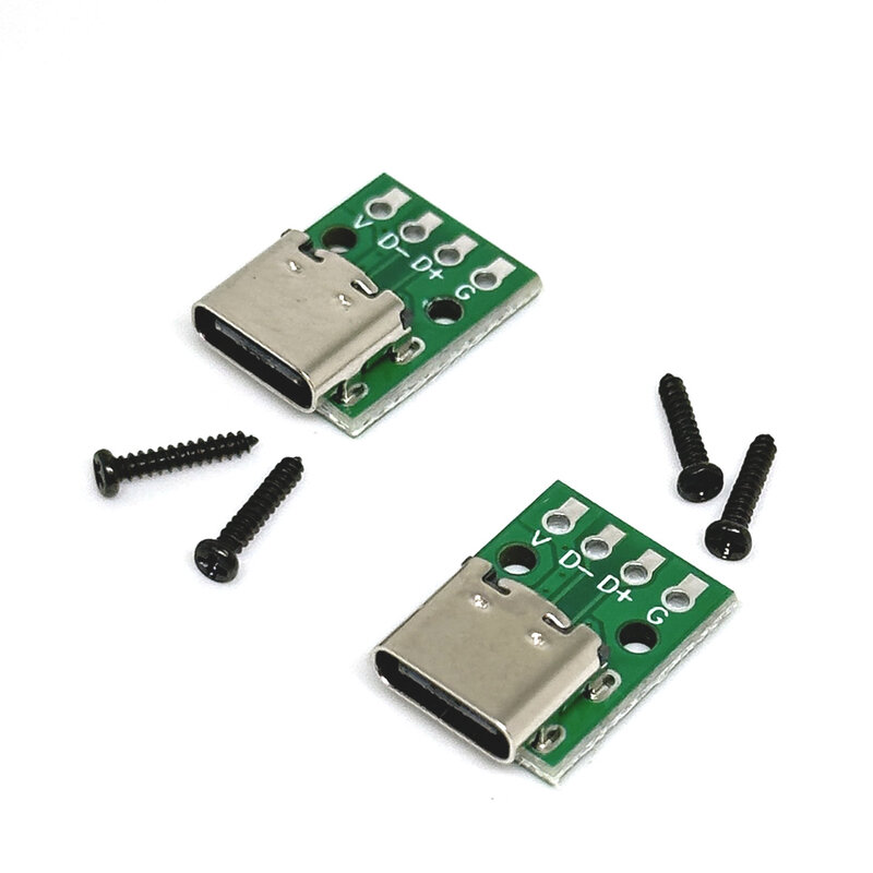 TYPE-C Female Test Board USB 3.1 PCB Board 16P to 2.54mm DIP 4Pin Connector Socket High Current Power Adapter Module With screws