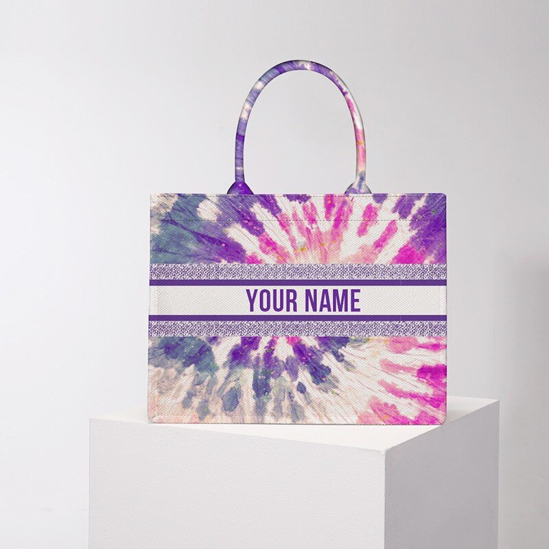 2024 новый дизайнерский художественный стиль женская льняная ткань с принтом женская сумка-тоут индивидуальная именная сумка