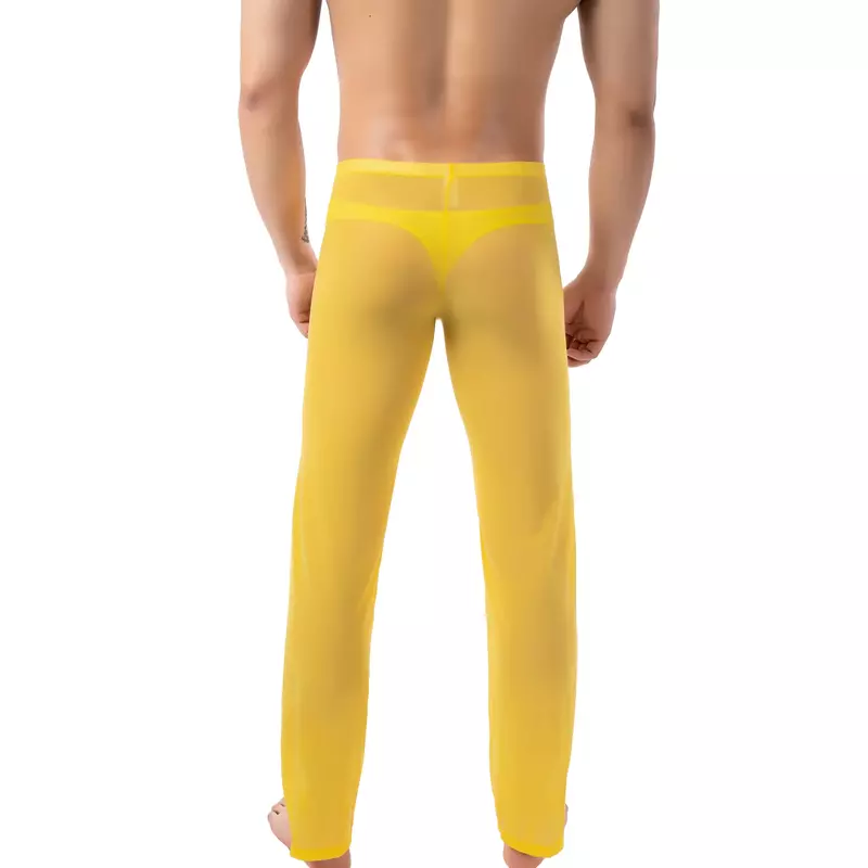 YUFEIDA ผู้ชายเซ็กซี่ตาข่าย Sheer ดูผ่านกางเกงยืดกางเกงชุดนอน Ultra Thin Hot ผู้ชายโปร่งใสชุดนอน Homewear