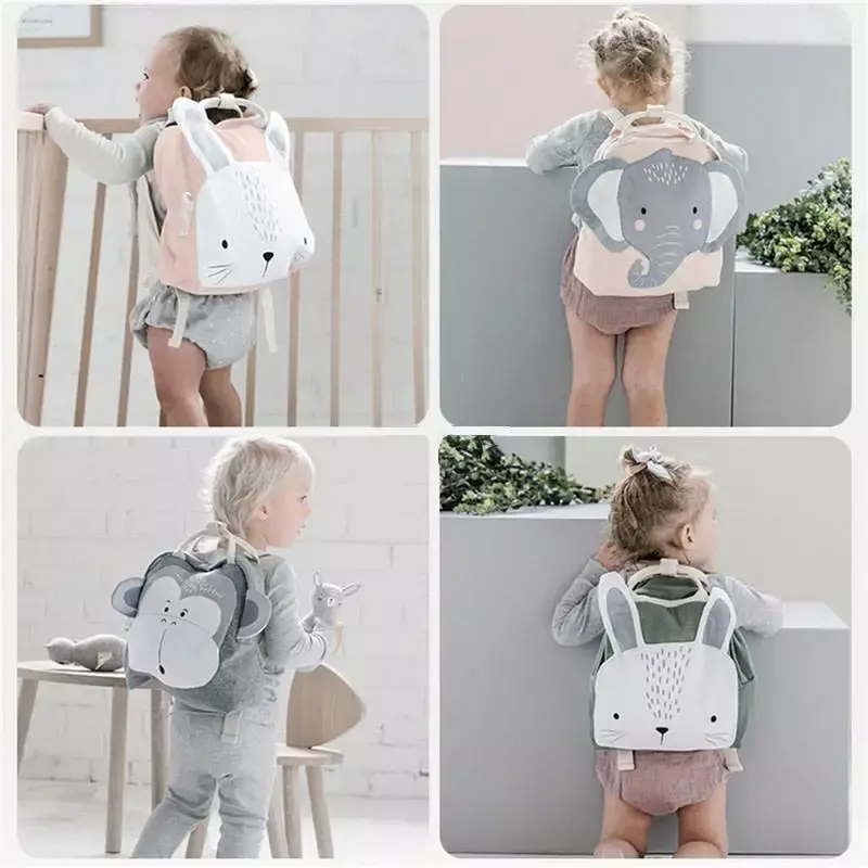 Ransel anak balita anak-anak tas punggung sekolah untuk bayi anak lucu tas sekolah anak laki-laki perempuan lampu kelinci kupu-kupu singa