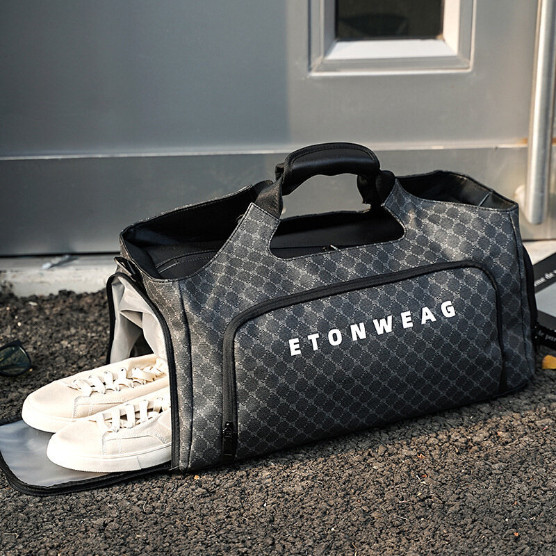 Вместительная дорожная сумка из искусственной кожи для мужчин, сепарационная спортивная сумка для сухого и влажного спорта с обувью, модный мужской чемодан