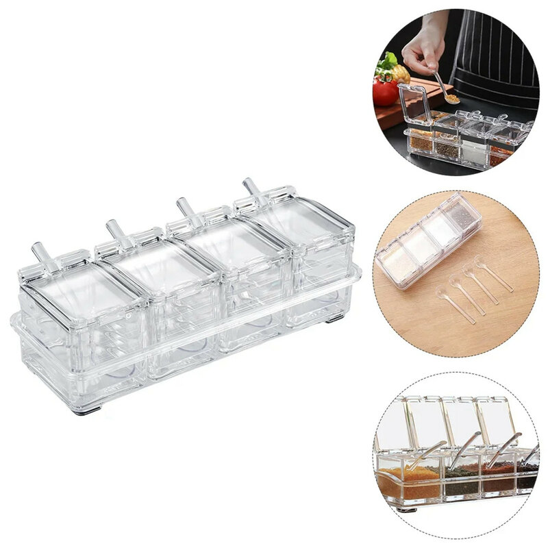 Transparent Seasoning Box Set Kitchen Household Seasoning Container White Home Organizer DecoraçãO Para Casa Kitchen Tools