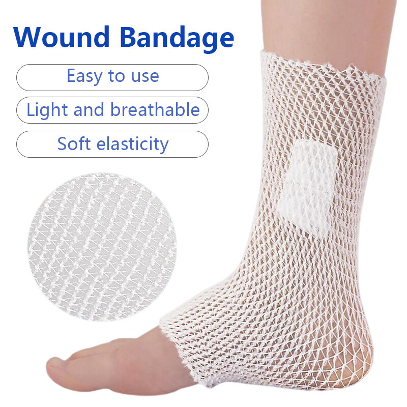 2m/ロール伸縮性医療看護エイド緊急ガーゼネット巻き包帯ヘッド肘足首膝の怪我のための包帯
