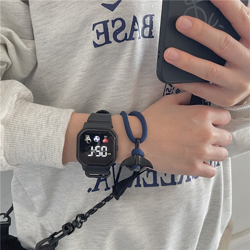 Modne dziecięce cyfrowe zegarki na rękę świecące zegarki sportowe dla dziewczynek zegarek dla chłopców dzieci pasek silikonowy prezenty zegarek studencki