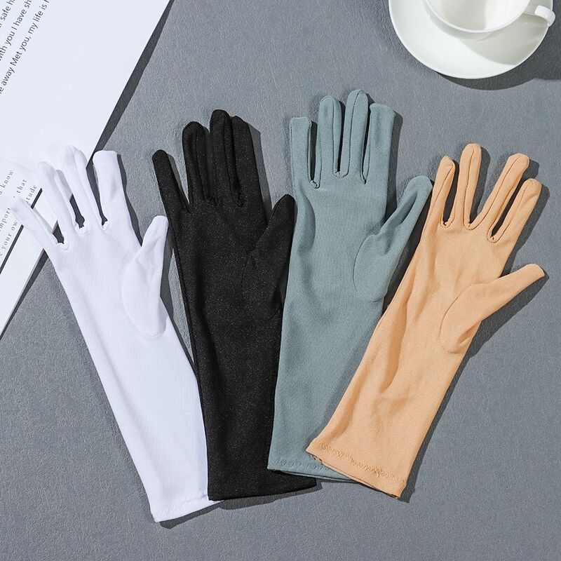 Women Slip Resistant Thin Anti UV Driving Gloves Sunscreen Gloves Etiquette Gloves